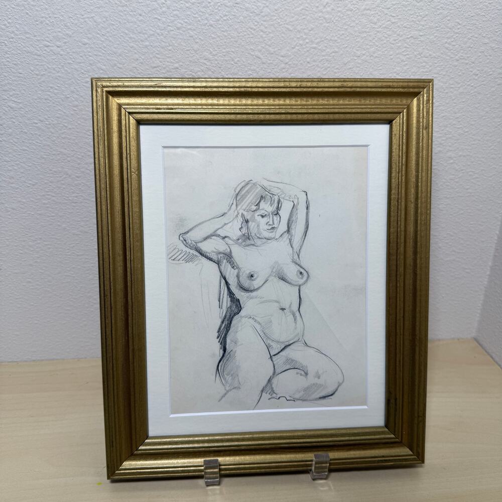 Vintage Nude Sketch by Bernard Bowerman (C. Mid-Century)